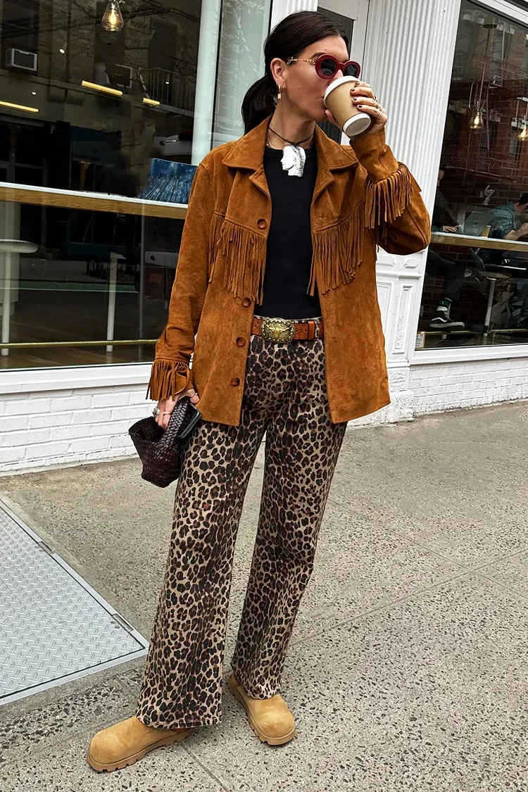 Never Fully Dressed Lucia Scallop Jeans - Leopard