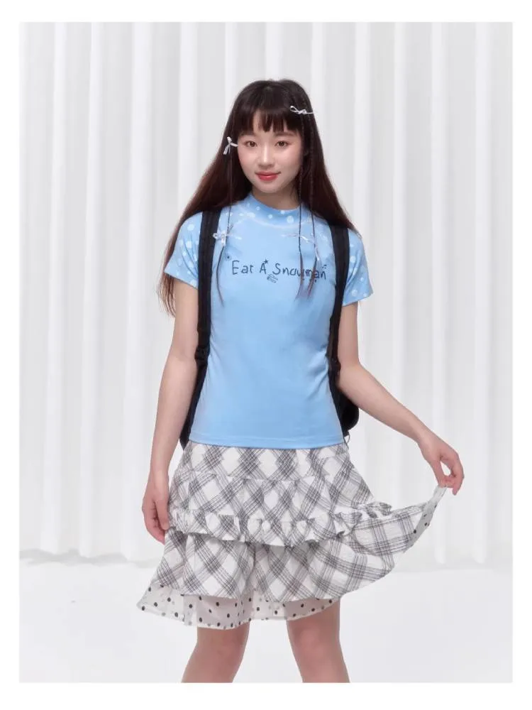 Polka dot print short sleeve T-shirt【s0000008039】