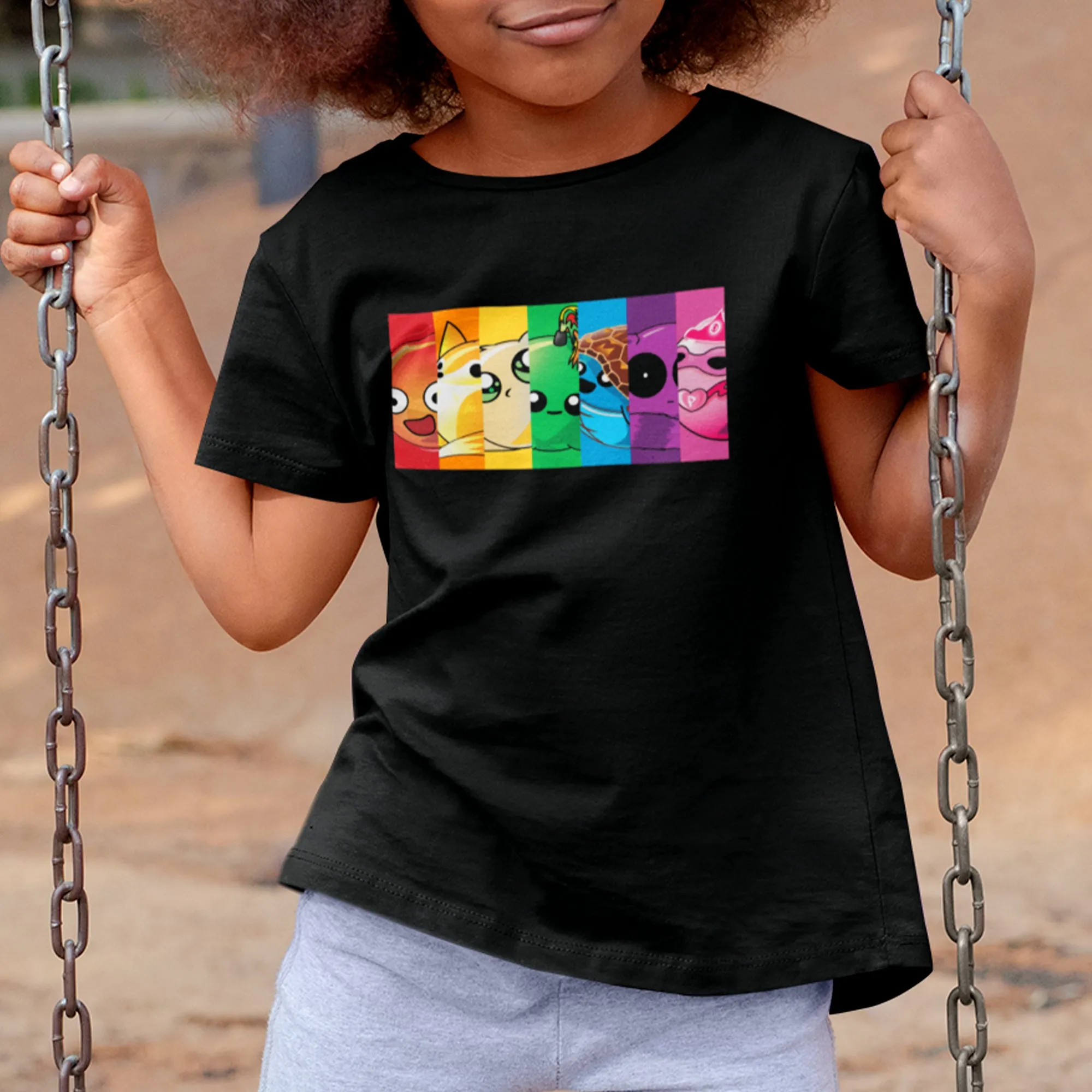 Rainbow Character Block Kids Tee