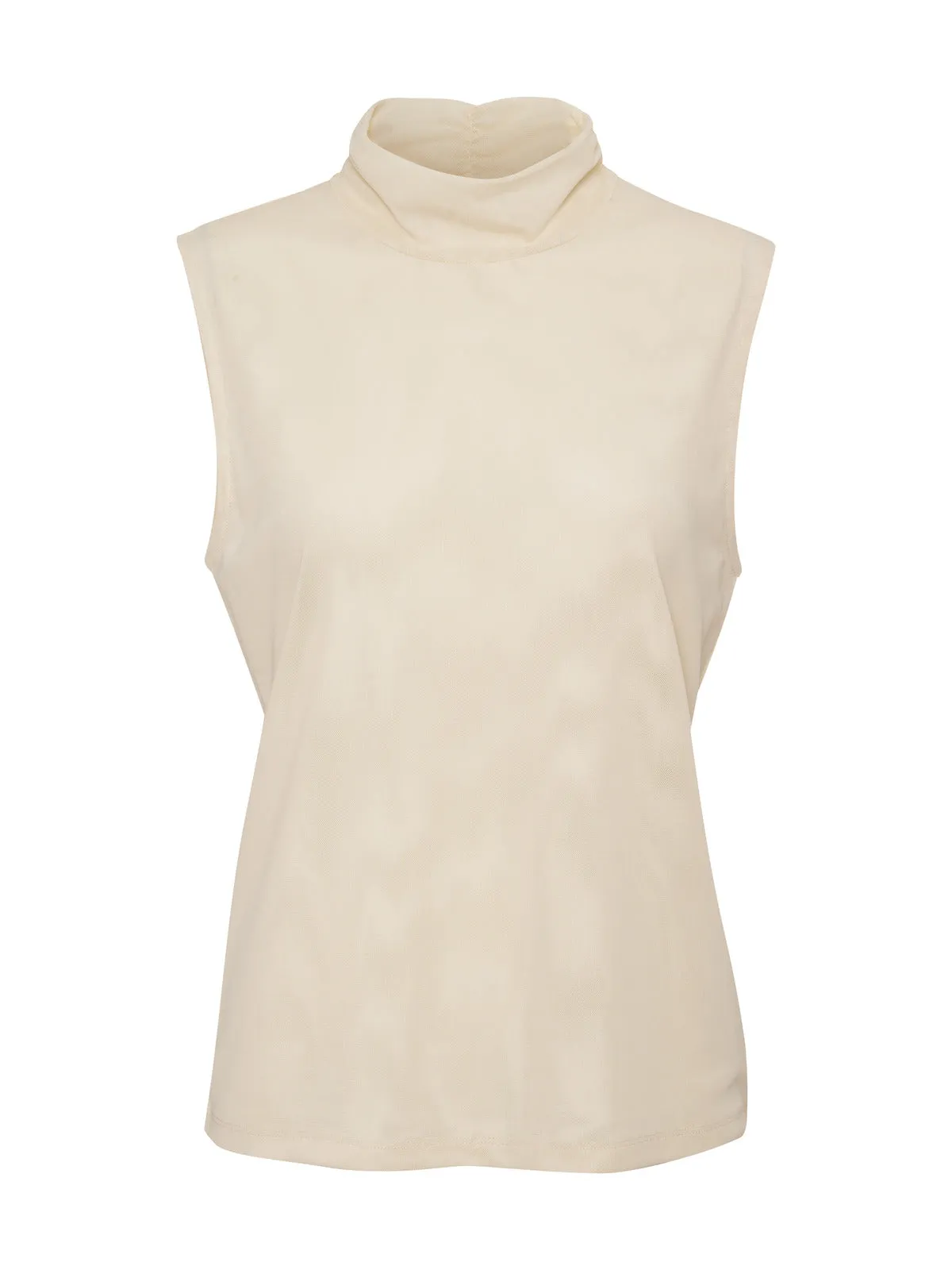 Shirred Neck Mesh Tank Birch