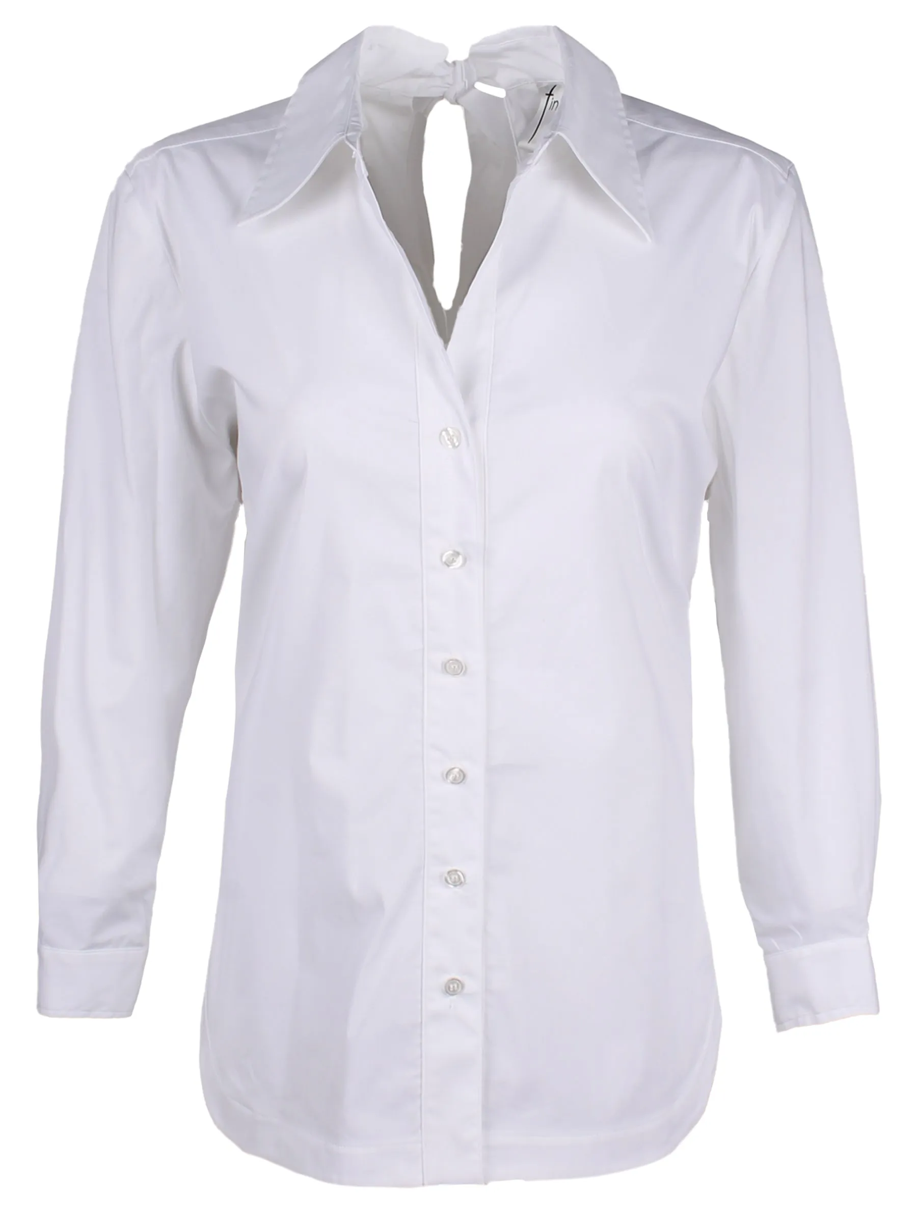 Sylvie Tie Back Shirt White Silky Poplin