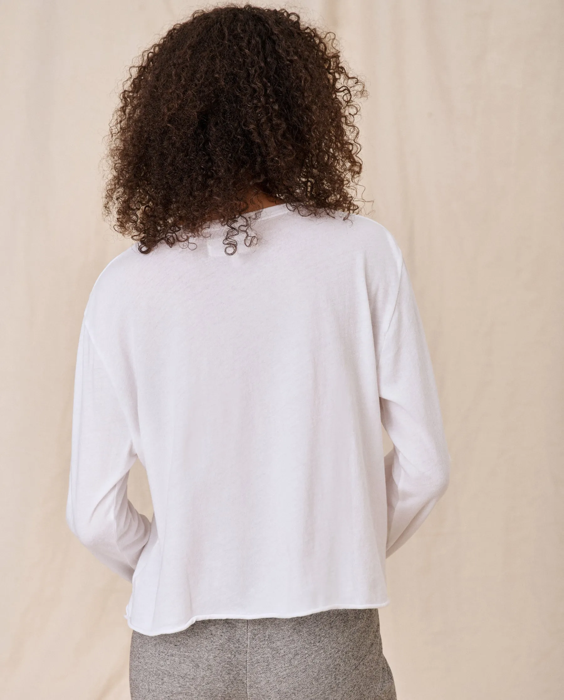 The Long Sleeve Crop Tee. -- TRUE WHITE