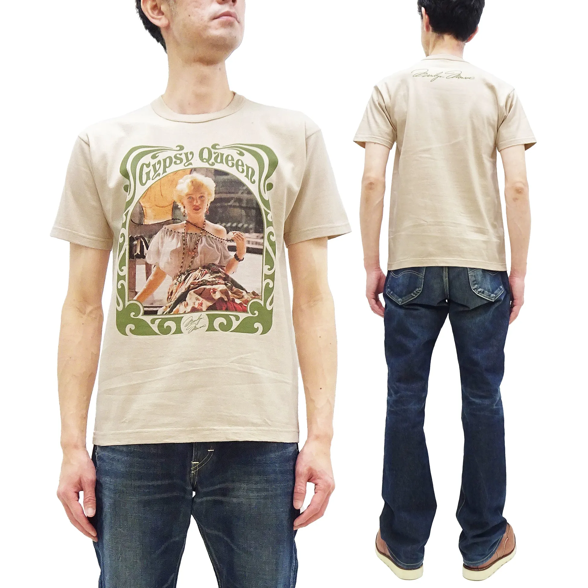 TOYS McCOY T-shirt Men's Marilyn Monroe Graphic Short Sleeve Loopwheeled Tee TMC2415 041 Faded-Beige