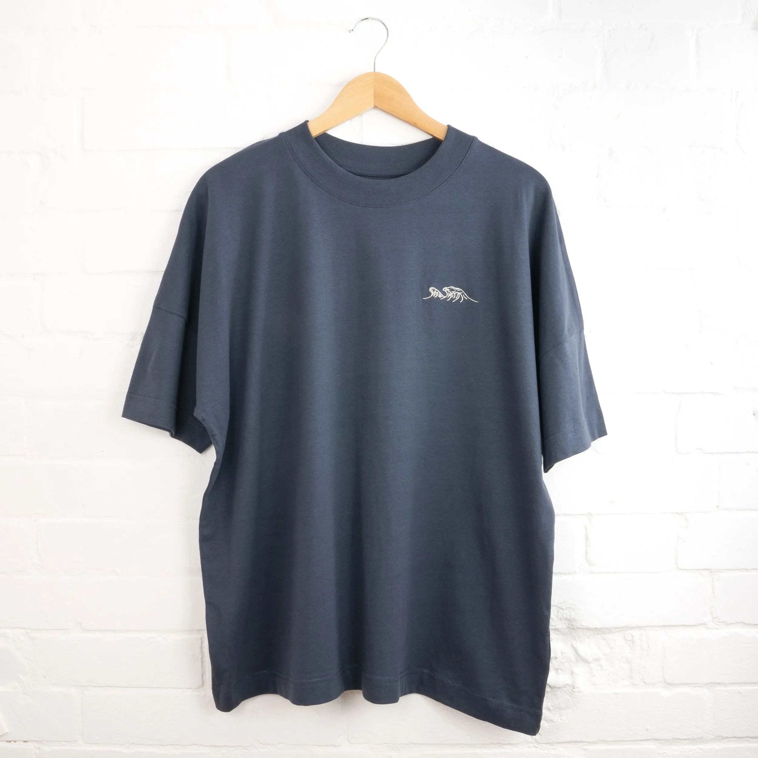 Wave Embroidered Oversized T-Shirt