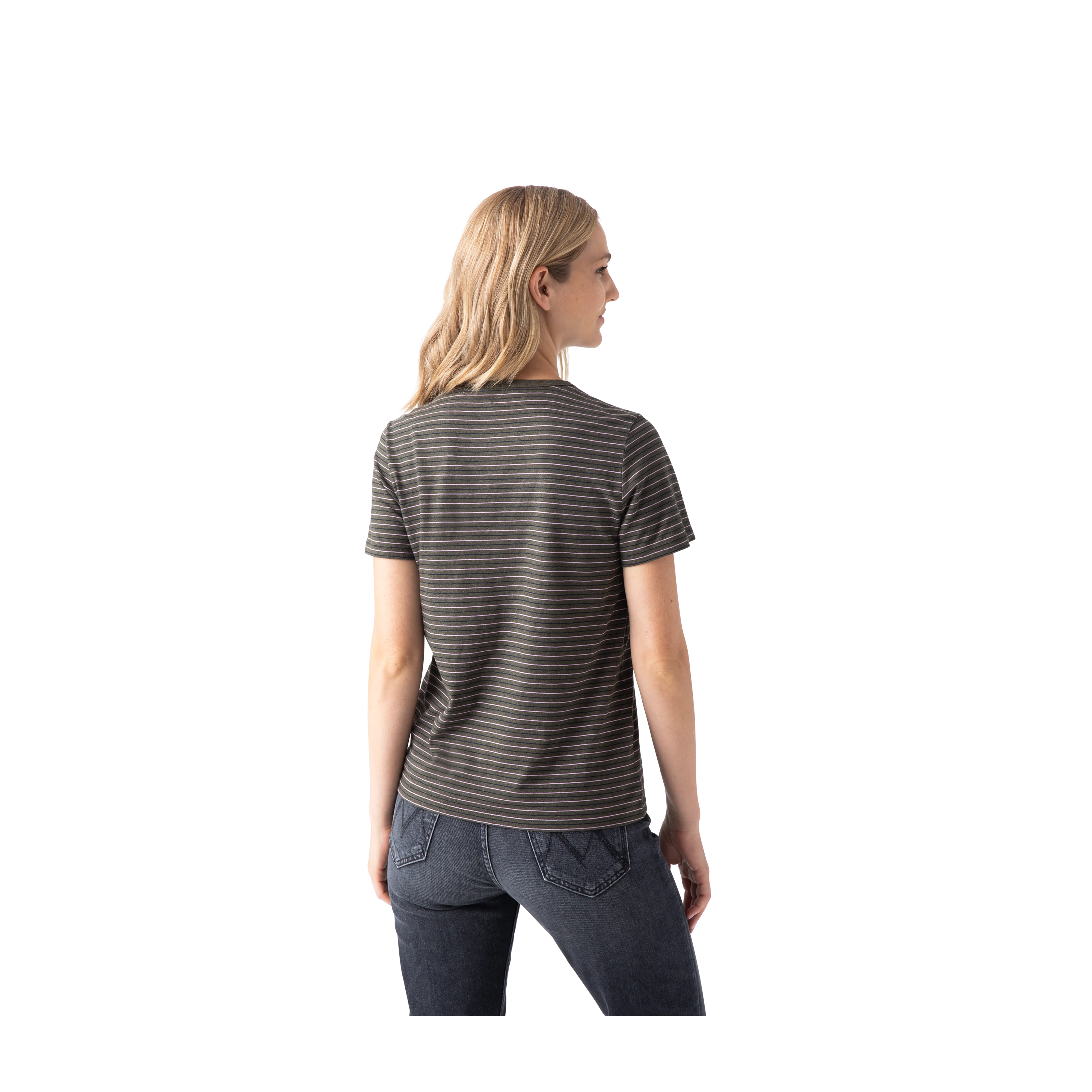 Women's Pima Cotton Striped Crew Neck T-Shirt