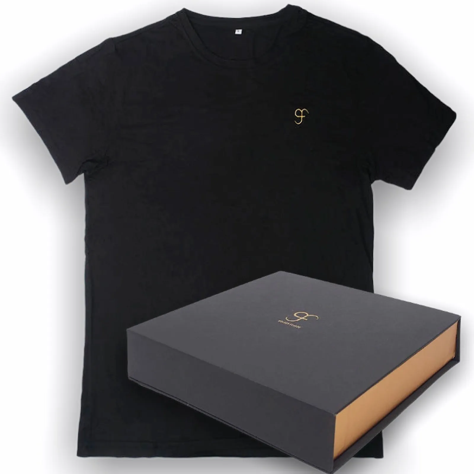 XXL Size Luxury Bamboo T-Shirt & Bamboo Socks Gift Box Set for Men & Women in a Handcrafted Magnetic Close Keepsake Box Black